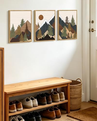KUVIOKE Landscape Mountain Wall Art Set Sunrise Pine Tree Forest Nature Scenry - Image 5