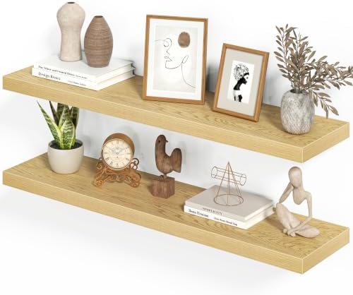 Heimlove Floating Shelves 39.4" W x 9.3" D Oak Set of 2 by Heimlove