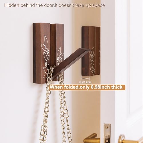 Rustic Folding Wall Hooks: Decorative Wood Hook 2Pack - Image 4