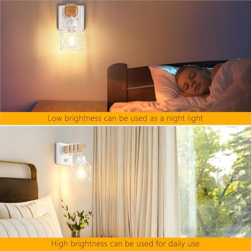 FadimiKoo Wall Sconces Set of Two, Farmhouse Hardwired White Wall Lamps - Image 6