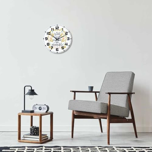 Everything is Possible wall Clock 10 inch Round Silent Non Ticking Wood Wall - Image 7
