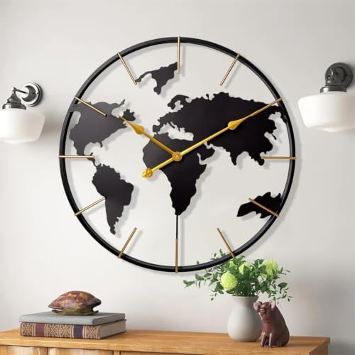 Large World Map Wall Clock by KEQAMHOMEDECOR