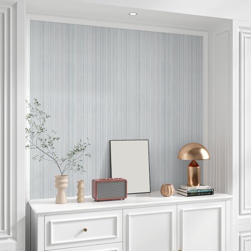 VEELIKE Coastal Grey Grasscloth Wallpaper Textured Peel and Stick Removable - Image 6
