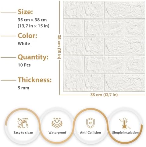 JOLOV 3D Wall Panels Peel and Stick, Waterproof PE Foam - Image 3