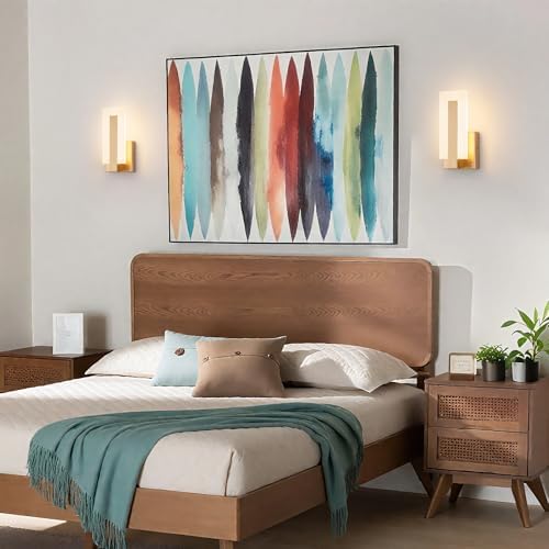 Modern Wall Sconces Set of 2, 3000K Warm White Wall Sconce, Acrylic Gold Wall - Image 6