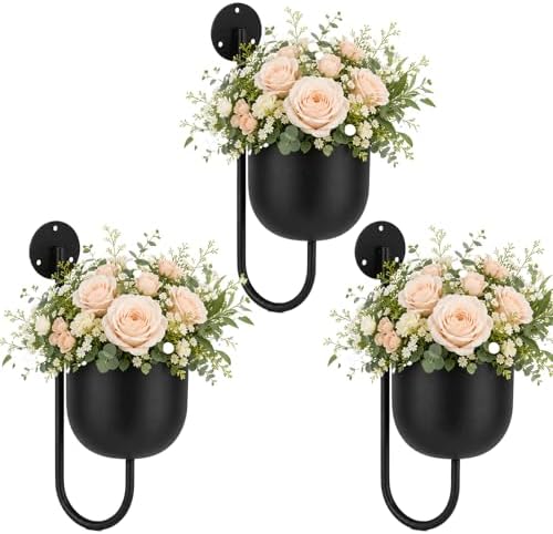 3 Pack Wall Mounted Plant Holders, Metal Hanging Planters & Wall Plant Decor by Unknown