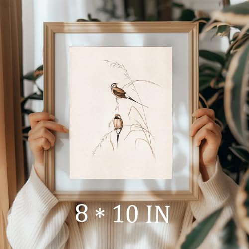 uniro Vintage Bird Wall Art Farmhouse Retro Pictures Canvas Sparrow Birds - Image 3
