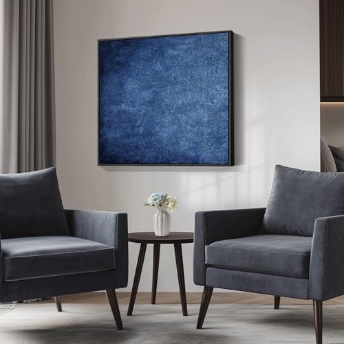 Large Framed Modern Navy Blue Abstract Wall Art - Image 4