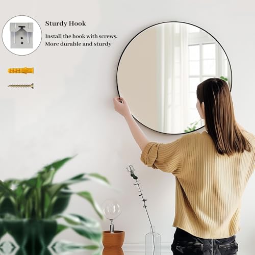 Sunniry Black Round Mirror 26 inch, 2 Pack Wall Mirror, Matte Metal Frame - Image 5