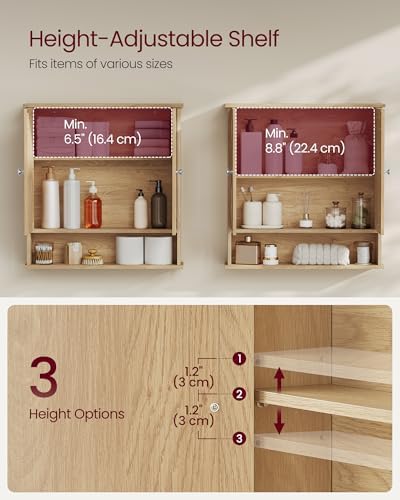 VASAGLE Bathroom Cabinet with Mirror, Wall-Mounted, 2 Mirrored Doors - Image 4