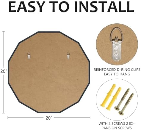 20x20 Inch Bathroom Mirrors for Over Sink, Round Frameless Mirrors for Wall - Image 5
