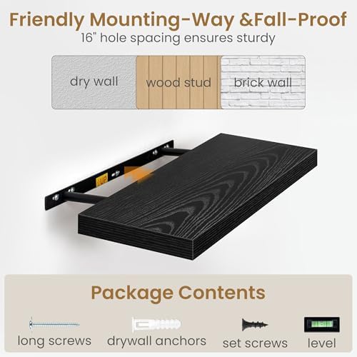 55 Inch Long Floating Shelves for Wall Set of 2, 55x9.3 Large Floating Shelf - Image 6