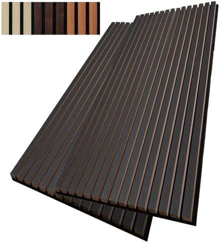 AMZDEPOT Soundproof Wood Slat Wall Panel, 2 Pack, Smoky Wood by AMZDEPOT