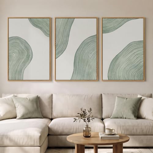Large Framed Sage Green Abstract Wall Art by Cuspin