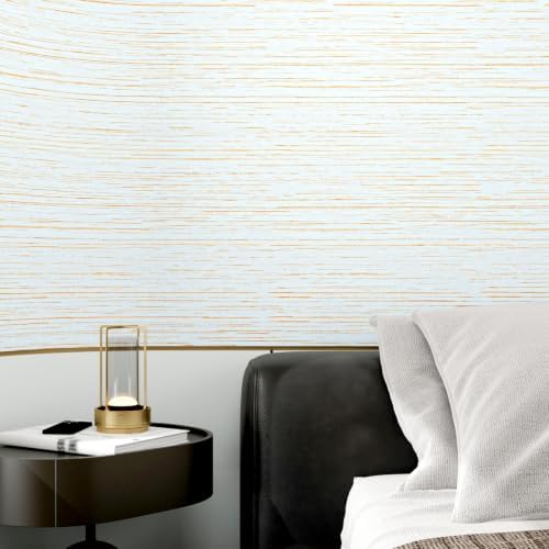 Wallercity Gold White Grasscloth Textured Wallpaper Self Adhesive Linen Fabric - Image 4