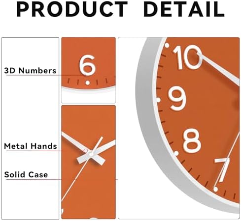 Roymnie 8 Inch Wall Clock, Battery Operated Silent Non Ticking Analog - Image 6