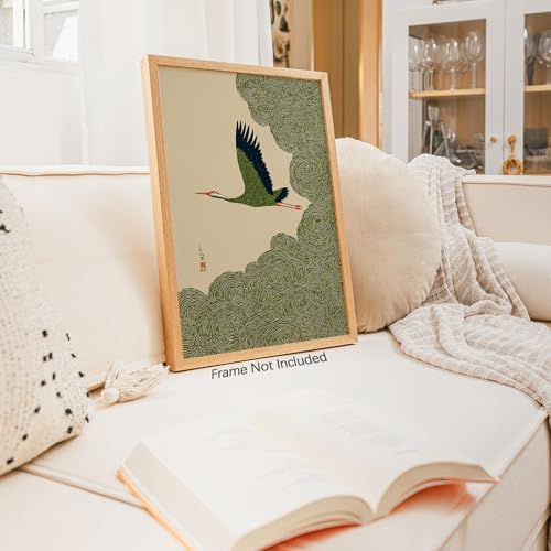 Japanese Flying Wall Art Nature Bird Pictures Aesthetics Posters Minimalist - Image 3