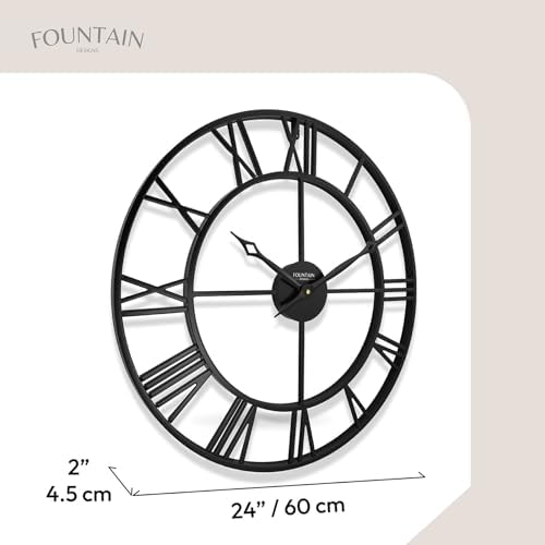 24 Inch Wall Clocks for Living Room Decor, Roman Numeral - Image 2