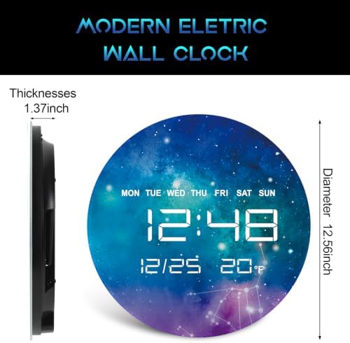 Digital Wall Clock, LED Virgo Design, Temperature Display - Image 2