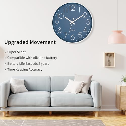 Foxtop Large 14" Wall Clock Silent Battery Operated Analog Clock - Image 3