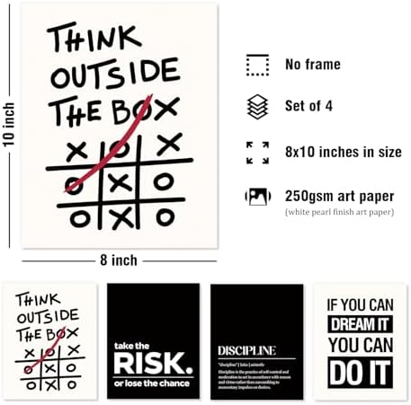 DSHFG Office Motivational Inspirational Wall Art Prints Set of 4 - Image 2