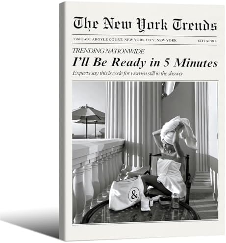 Trendy Newspaper Wall Art 16x24in Wooden Framed Vintage Black and White by Unknown
