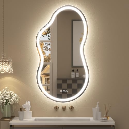 20x36 Inch Irregular LED Bathroom Vanity Mirror by CHARMOR