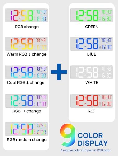 RGB Large Digital Wall Clock, 15.7" Digital Clock Large Display - Image 4