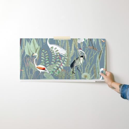Spoonflower Cranes Herons Slate Peel and Stick Removable Wallpaper - Image 7