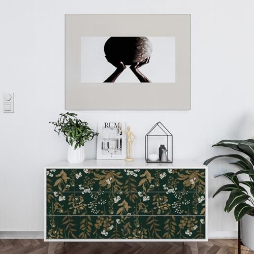 Abyssaly Dark Green Floral Peel and Stick Wallpaper 17.3" x 118" Vintage - Image 6