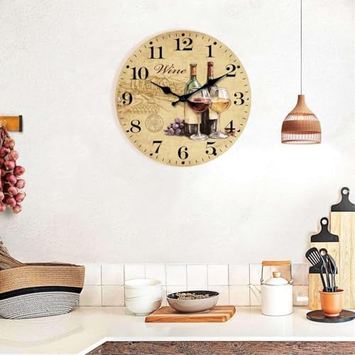 XFM Vintage Kitchen Wall Clock Wine Theme 16 Inch Silent - Image 2