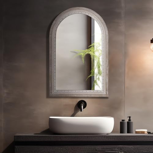 36x24 Inch Arched Wall Mirror, Rustic Farmhouse Wood Mirrors - Image 3