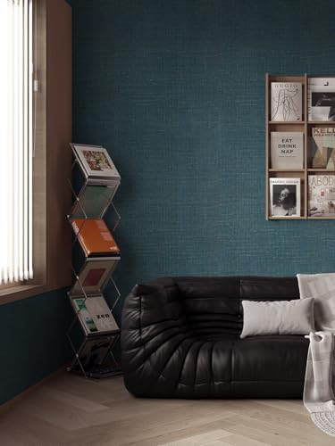 Dimoon 393” x 17.3” Blue Contact Paper Grasscloth Peel and Stick Wallpaper - Image 5
