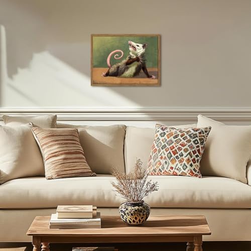 Funny Opossum Wall Art, Whimsical Possum Wall Decor Painting Cute Animal Poster - Image 2