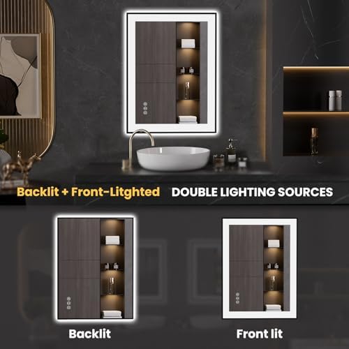 LOAAO 24"X32" LED Bathroom Mirror Black Framed - Image 5