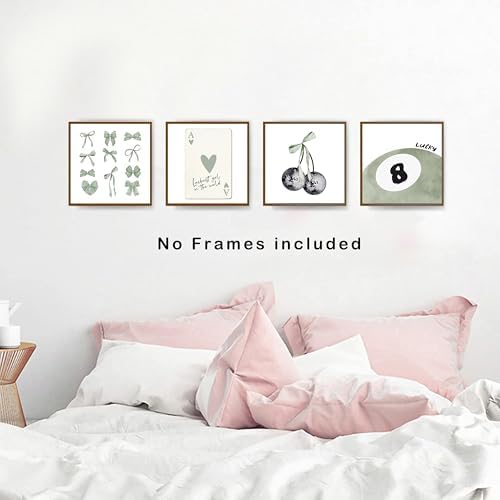 okaxscm Sage Green Coquette Trendy Preppy Wall Art Prints Set of 4, Coquette - Image 4