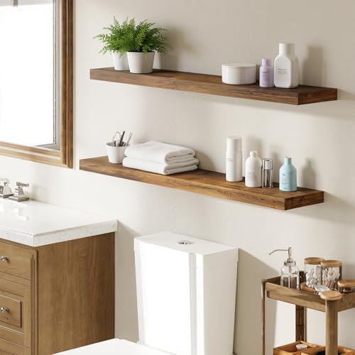 BAMEOS Floating Shelves, 40 in W x 7in D Wall Mounted Wooden Shelves - Image 6