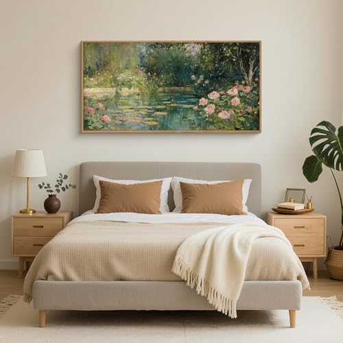 FWIEXA Monet Floral Framed Canvas Wall Art Set, Impressionist Botanical Garden - Image 2