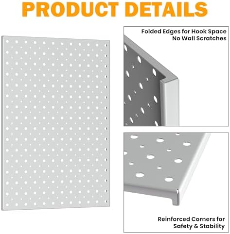 Pegboard Smith Metal Pegboard Panels, Wall-Mounted Pegboard Organizer System - Image 4