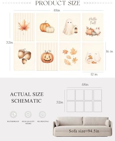 APREOTCY Fall Decor Acoustic Panels，Halloween Pumpkin Artwork - Image 2