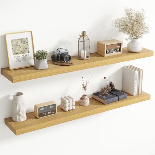 55 Inch Floating Shelves for Wall, 8 Inch Deep, Invisible Brackets by Axeman
