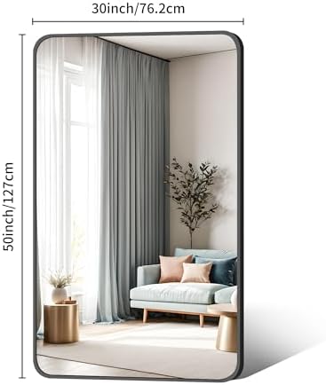 DESBING 30 x 50 Inch Bathroom Mirror, Matte Black Wall Mirror - Image 6