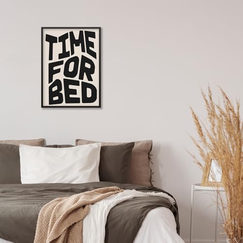 Black And White Time For Bed Poster Funny Quotes Wall Art 12x16 inch Black - Image 6