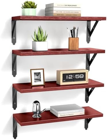 ROMGUAR CRAFT Wood Wall Floating Shelves Set of 4 - Image 7