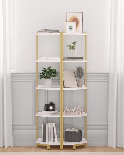 Hzuaneri Corner Shelf Stand 5-Tier Corner Bookshelf Storage Standing Shelf - Image 6