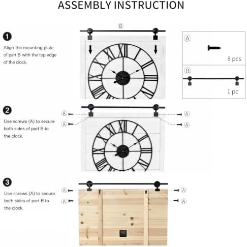 Farmhouse Barn Door Wall Clock 30 Inch, Silent Decorative Clock - Image 7