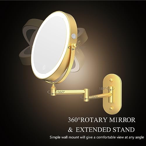 8" Wall Mounted Lighted Makeup Mirror, Oval Base - Image 5