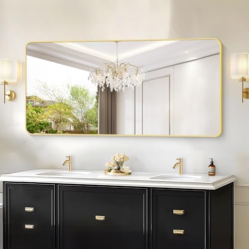 30"x60" Gold Bathroom Mirror, Large Rectangle Wall Mounted Mirror - Image 2
