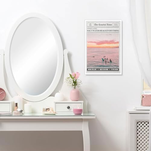 Bittiler Retro Salt Water Heals Everything Posters Pink Beach Coastal Surf Girl - Image 5