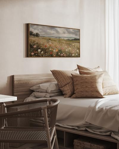 InSimSea Extra Large Framed Vintage Wall Art, Wildflower Field Art - Image 2